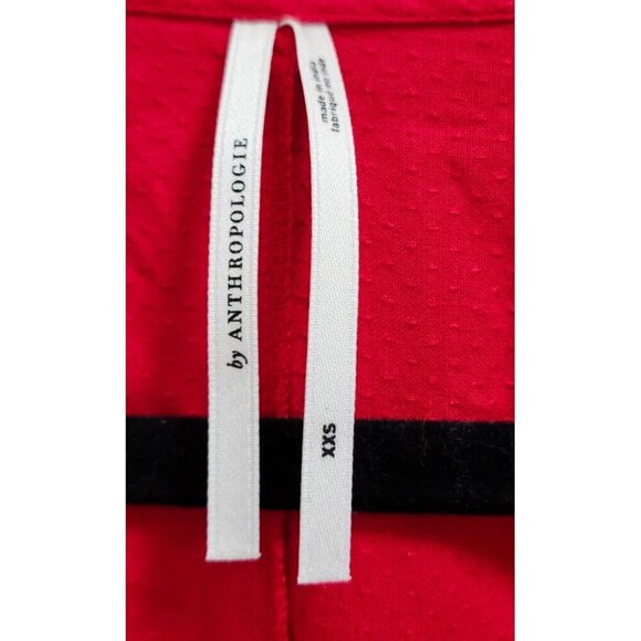 By Anthropologie Tie-Front Cover-Up Dress V Neck Red Long Slit Midi XXS - Picture 8 of 11